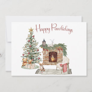 Tarjeta Festiva Feliz Pawlidays Diseño de Perro - Chihuahua