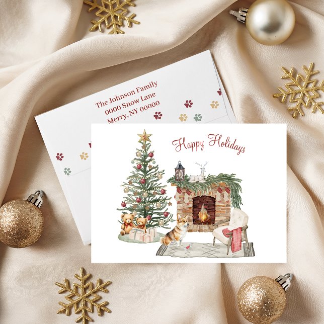 Tarjeta Festiva Feliz Pawlidays Diseño de Perro - Corgi (Subido por el creador)