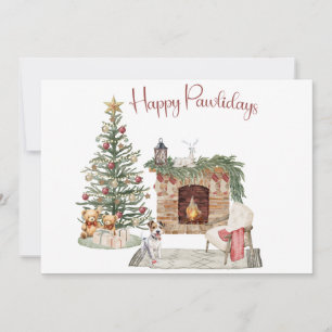 Tarjeta Festiva Feliz Pawlidays Diseño de Perro- Jack Russell