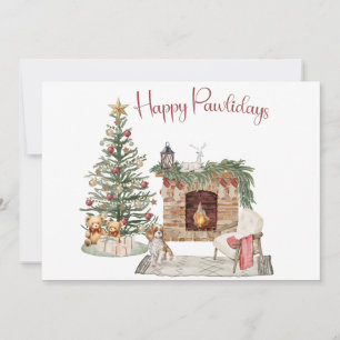 Tarjeta Festiva Feliz Pawlidays Diseño de Perro - King Charles Spa