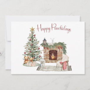Tarjeta Festiva Feliz Pawlidays Diseño de Perro - Maltés