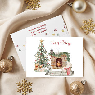 Tarjeta Festiva Feliz Pawlidays Diseño de Perro - Maltés
