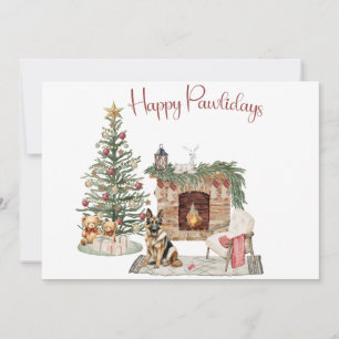 Tarjeta Festiva Feliz Pawlidays Diseño de Perro - Pastor Alemán