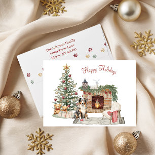 Tarjeta Festiva Feliz Pawlidays Diseño de Perro - Pastor Australia