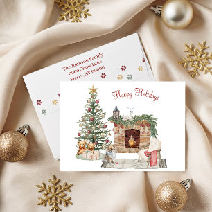 Tarjeta Festiva Feliz Pawlidays Diseño de Perro - Pomeranian