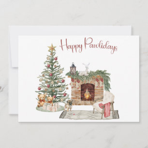 Tarjeta Festiva Feliz Pawlidays Diseño de Perro - Pug