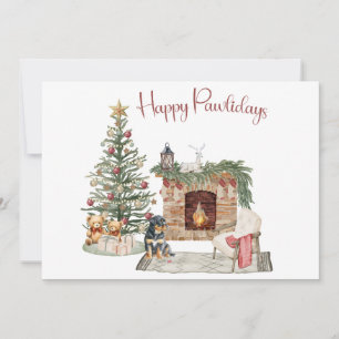 Tarjeta Festiva Feliz Pawlidays Diseño de Perro - Rottweiler