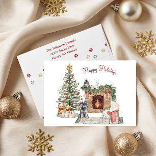 Tarjeta Festiva Feliz Pawlidays Diseño de Perro - Schnauzer Miniat