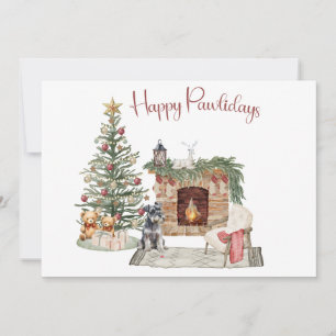 Tarjeta Festiva Feliz Pawlidays Diseño de Perro - Schnauzer Miniat