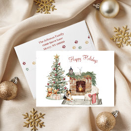 Tarjeta Festiva Feliz Pawlidays Diseño de Perro - Sheltie