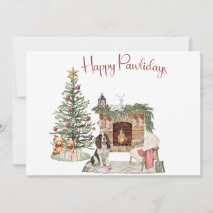 Tarjeta Festiva Feliz Pawlidays Diseño de Perro - Springer Spaniel