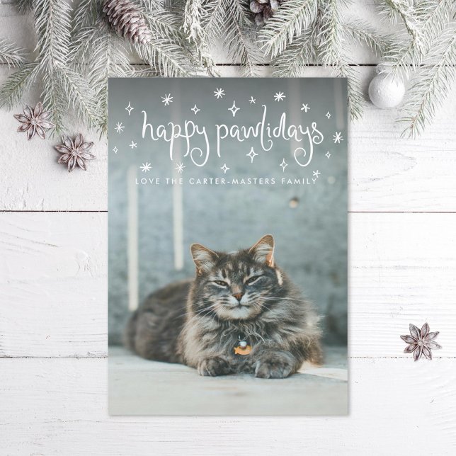 Tarjeta Festiva Feliz Pawlidays Estrellas Divertidas Foto de Gato (Subido por el creador)