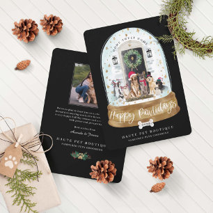 Tarjeta Festiva Feliz Pawlidays Perros Pet Care Business Black Doo