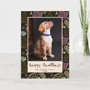 Tarjeta Festiva Feliz Pawlidays Rosa Negro Una Línea Foto Perro
