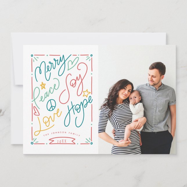 Tarjeta Festiva Feliz Paz Alegría Amor Esperanza Fiesta Brillante (Anverso)