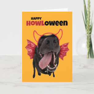 Tarjeta Festiva Feliz perro gracioso de HOWLoween con disfraces de