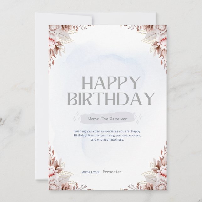 Tarjeta Festiva FELIZ personalizado DE CUMPLEAÑOS (Anverso)