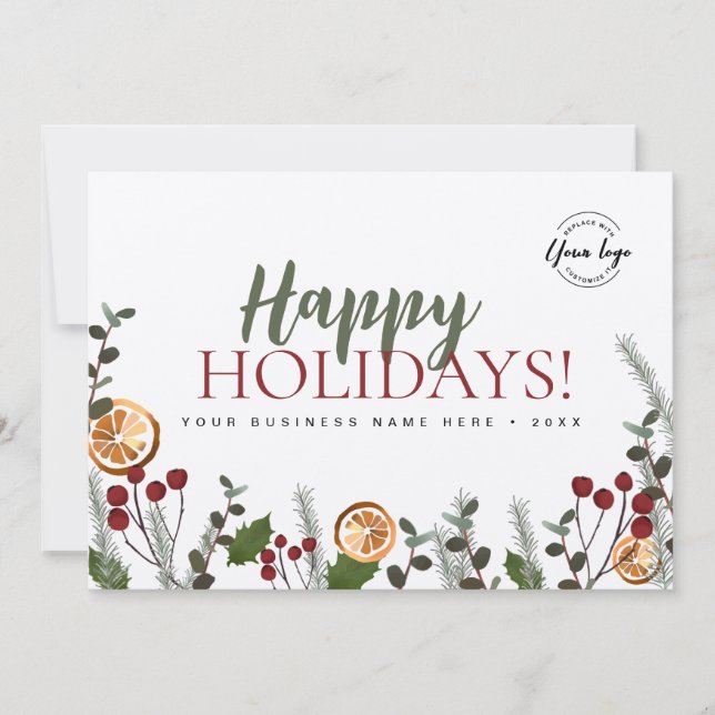 Tarjeta Festiva Feliz Personalizado de Foliage Navidades de vacaci (Anverso)