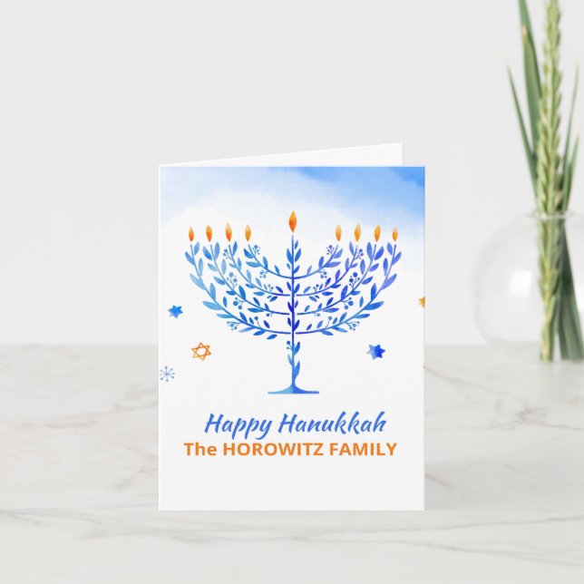 Tarjeta Festiva Feliz Personalizado de Hanukkah (Anverso)