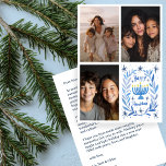 Tarjeta Festiva FELIZ PERSONALIZADO de HANUKKAH 3 FOTO<br><div class="desc">Espero que te guste este diseño de vacaciones. Haga clic en "personalizar" para editar y agregar sus propias fotos y texto al frente y atrás. También disponible como descarga digital para enviar por correo electrónico o mensaje de texto y guardar en franqueo. Revisa mi tienda para más artículos a juego...</div>