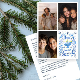 Tarjeta Festiva FELIZ PERSONALIZADO de HANUKKAH 3 FOTO