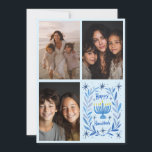 Tarjeta Festiva FELIZ PERSONALIZADO de HANUKKAH 3 FOTO<br><div class="desc">Espero que te guste este diseño de vacaciones. Haga clic en "personalizar" para editar y agregar sus propias fotos y texto al frente y atrás. También disponible como descarga digital para enviar por correo electrónico o mensaje de texto y guardar en franqueo. Revisa mi tienda para más artículos a juego...</div>