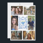 Tarjeta Festiva FELIZ PERSONALIZADO de HANUKKAH 6 FOTO<br><div class="desc">Espero que te guste este diseño de vacaciones. Haga clic en "personalizar" para editar y agregar sus propias fotos y texto al frente y atrás. También disponible como descarga digital para enviar por correo electrónico o mensaje de texto y guardar en franqueo. Revisa mi tienda para más artículos a juego...</div>