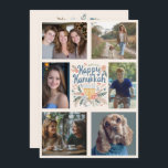 Tarjeta Festiva FELIZ PERSONALIZADO de HANUKKAH 6 FOTO<br><div class="desc">Espero que te guste este diseño hecho a mano. Haga clic en "personalizar" para editar y agregar sus propias fotos y texto al frente y atrás. También disponible como descarga digital para enviar por correo electrónico o mensaje de texto y guardar en franqueo. Revisa mi tienda para más artículos a...</div>