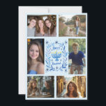 Tarjeta Festiva FELIZ PERSONALIZADO de HANUKKAH 6 FOTO<br><div class="desc">Espero que te guste este diseño de vacaciones. Haga clic en "personalizar" para editar y agregar sus propias fotos y texto al frente y atrás. También disponible como descarga digital para enviar por correo electrónico o mensaje de texto y guardar en franqueo. Revisa mi tienda para más artículos a juego...</div>