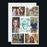 Tarjeta Festiva FELIZ PERSONALIZADO de HANUKKAH 6 FOTO<br><div class="desc">Espero que te guste este diseño de vacaciones. Haga clic en "personalizar" para editar y agregar sus propias fotos y texto al frente y atrás. También disponible como descarga digital para enviar por correo electrónico o mensaje de texto y guardar en franqueo. Revisa mi tienda para más artículos a juego...</div>