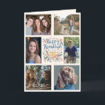 Tarjeta Festiva FELIZ PERSONALIZADO de HANUKKAH, 6 FOTO doblada<br><div class="desc">Espero que te guste este diseño hecho a mano. Haga clic en "personalizar" para editar y agregar sus propias fotos y texto al frente y al interior. Borrar o mover diseños de ilustraciones en el interior y en la parte posterior, si lo prefiere. También disponible como descarga digital para enviar...</div>