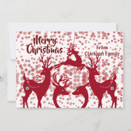 Tarjeta Festiva Feliz Personalizado de la familia de renos de Navi