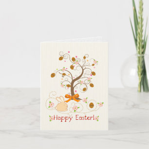 Tarjeta Festiva Feliz Personalizado de Pascua, huevos y conejito