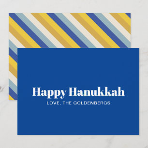 Tarjeta Festiva Feliz personalizado Hanukkah azul blanco moderno a