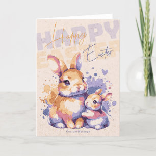 Tarjeta Festiva Feliz Personalizado moderno con acuarela de conejo