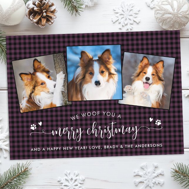 Tarjeta Festiva Feliz Personalizado navideño Plum Fun Dog Collage  (Subido por el creador)