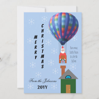Tarjeta Festiva Feliz Personalizado navideño Santa en globo de air