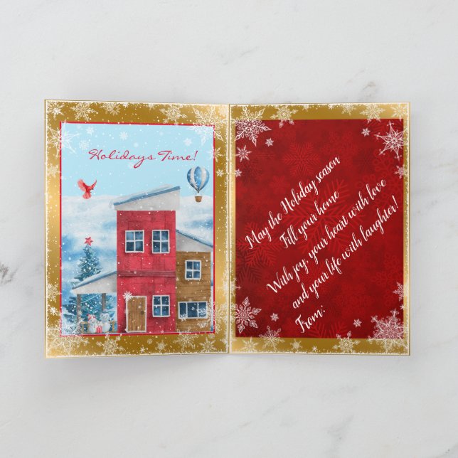 Tarjeta Festiva Feliz Personalizar de vacaciones (Interior)