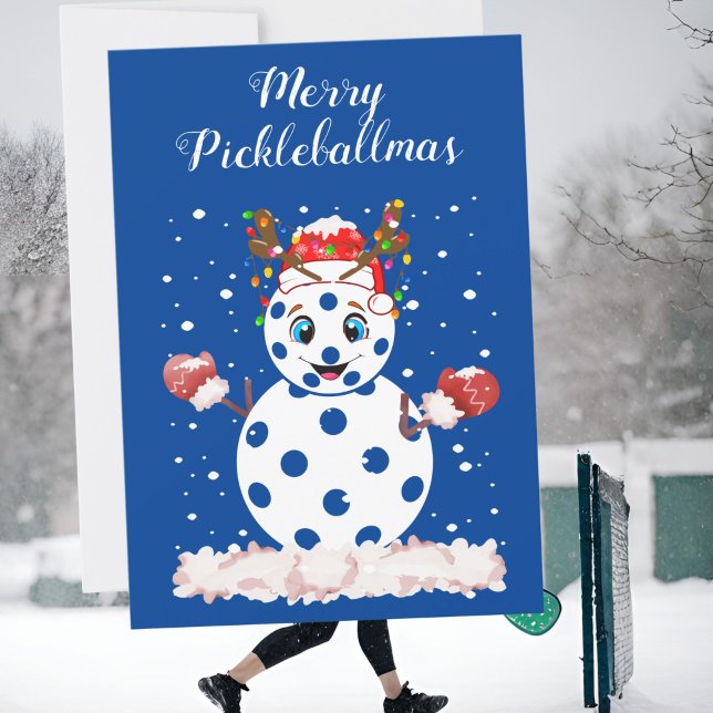 Tarjeta Festiva Feliz pickleballmas Navidades aficionado al Pickle (Subido por el creador)