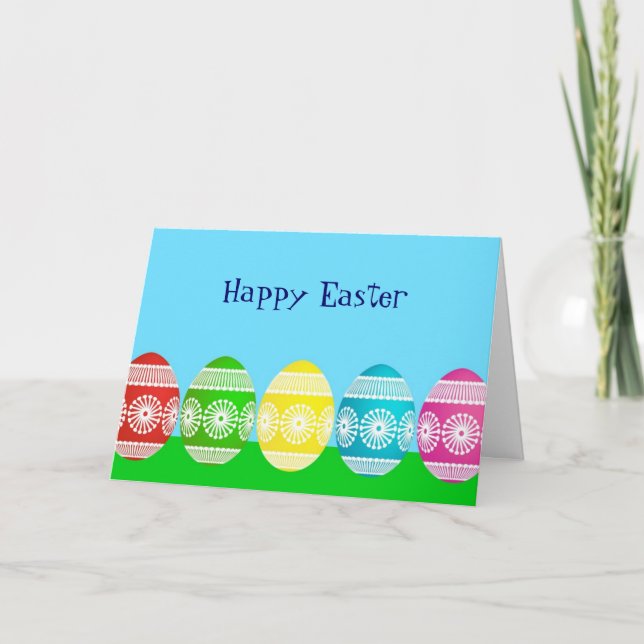 Tarjeta Festiva Feliz polvo azul de Pascua diseño de huevo lindo (Anverso)