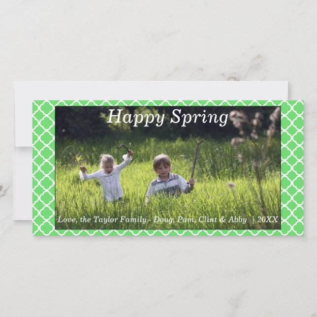 Tarjeta Festiva Feliz Primavera/Easter Photo Card Green (Anverso)