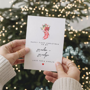 Tarjeta Festiva Feliz primer abuelo navideño personalizado