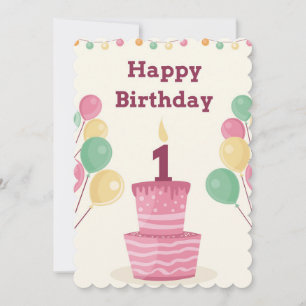 Tarjeta Festiva Feliz primer cumpleaños