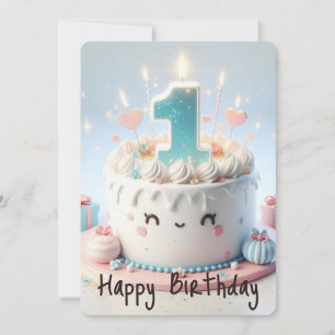 Tarjeta Festiva Feliz primer cumpleaños