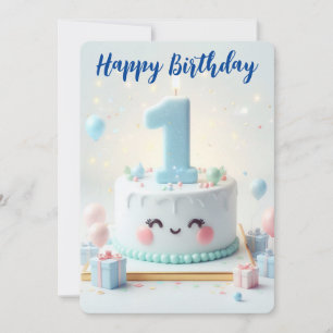Tarjeta Festiva Feliz primer cumpleaños
