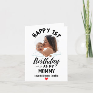 Tarjeta Festiva Feliz primer cumpleaños como foto de mi mamá Perso