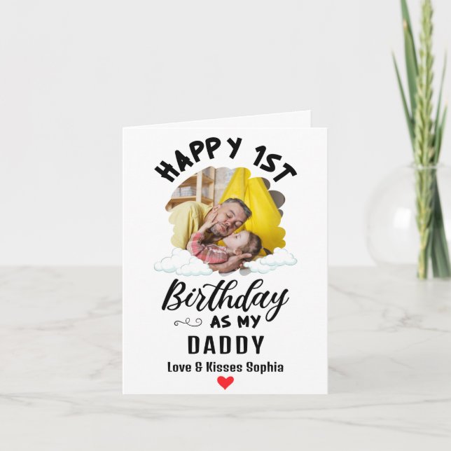 Tarjeta Festiva Feliz primer cumpleaños como foto de mi papá Perso (Anverso)