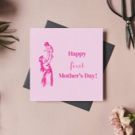Tarjeta Festiva Feliz primer Día de la Madre - ¡Es un chica! Tarje