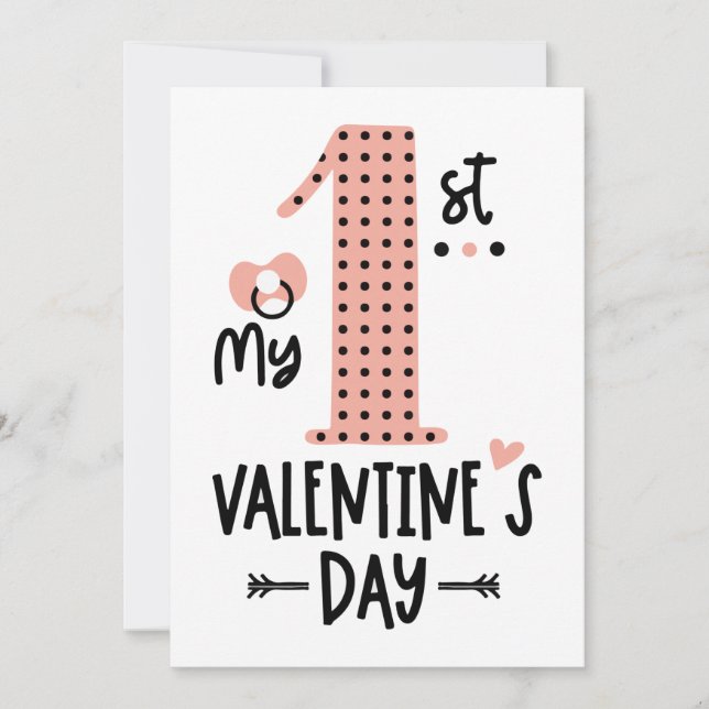 Tarjeta Festiva Feliz Primer Día de San Valentín Para El Bebé (Anverso)