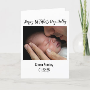 Tarjeta Festiva Feliz primer Día del Padre Papá foto del bebé